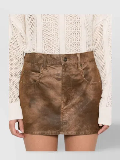 Isabel Marant Étoile Textured Five-pocket Skirt Belt Loops In Brown