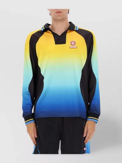 Casablanca Gradient Patterned Crewneck Sweater With Polo Collar In Multi