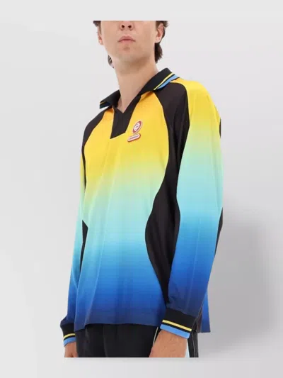 Casablanca Gradient Patterned Crewneck Sweater With Polo Collar In Multi