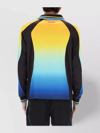 Casablanca Gradient Patterned Crewneck Sweater With Polo Collar In Multi