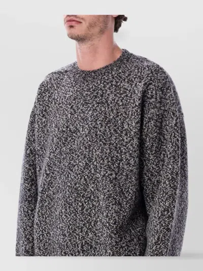 Studio Nicholson Textured Knit Long Sleeve Sweater In Gray