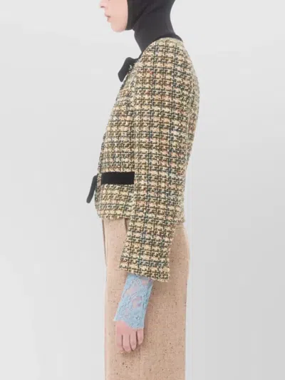 Valentino Womens Multicolor. Tweed Cropped Woven Jacket In Multi