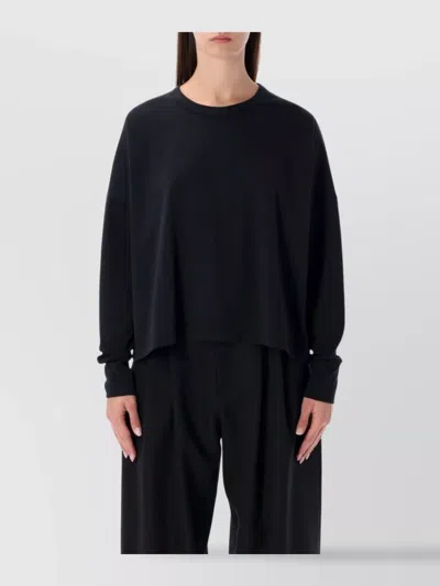 Studio Nicholson Long Sleeve Crew Neck Relaxed Top In Black