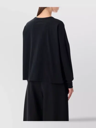 Studio Nicholson Long Sleeve Crew Neck Relaxed Top In Black