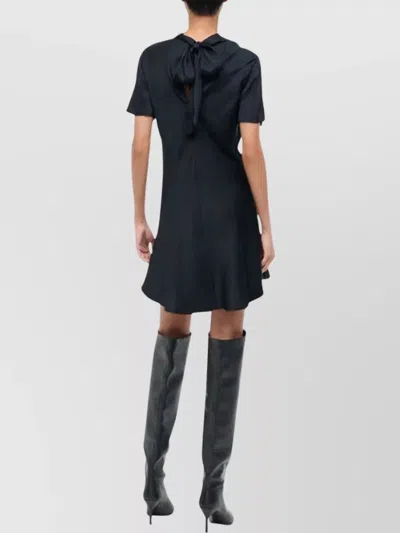 Staud Silk Mini Dress Cowl Neckline In Black