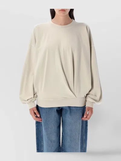 Isabel Marant Étoile Crew Neck Top Dropped Shoulders Long Sleeves In Neutral