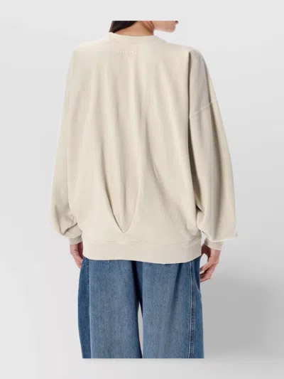 Isabel Marant Étoile Crew Neck Top Dropped Shoulders Long Sleeves In Neutral