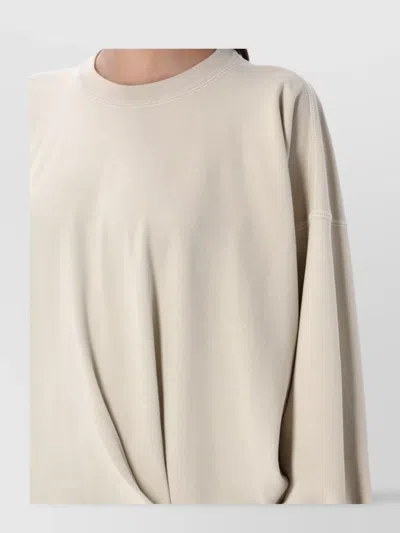 Isabel Marant Étoile Crew Neck Top Dropped Shoulders Long Sleeves In Neutral