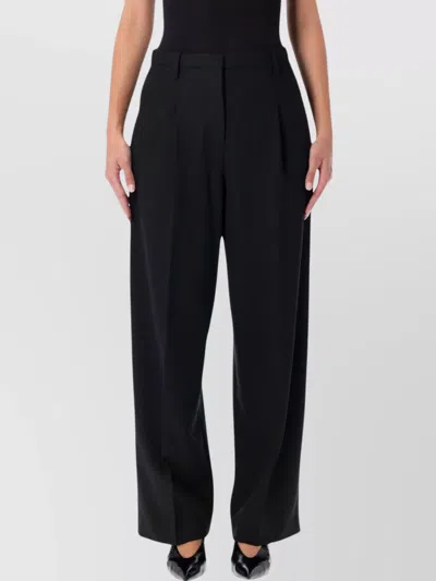 By Malene Birger Pleated Trousers With Pockets And Loops In Black
