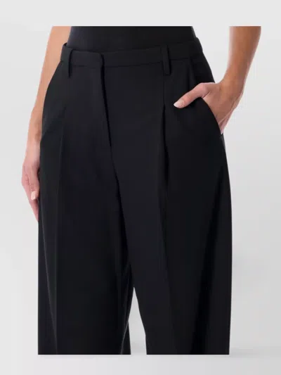 By Malene Birger Pleated Trousers With Pockets And Loops In Black