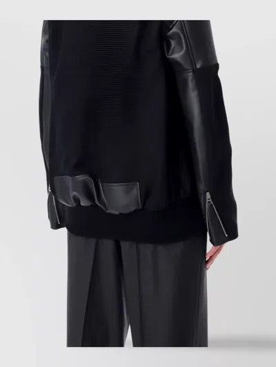 Junya Watanabe Modern Biker Jacket With Wool And Leather In Black