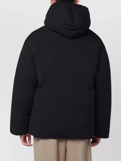 Oamc Black Peacemaker Puffer Jacket With Logo Embroidery In Black