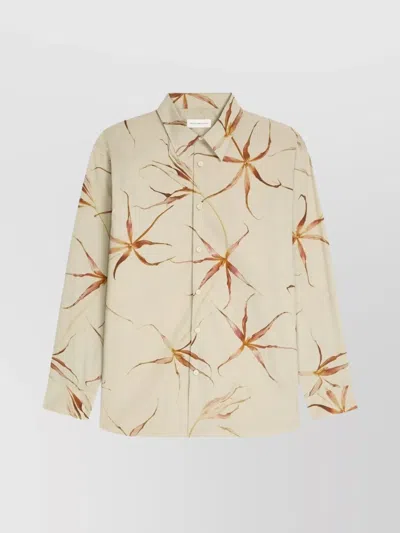 Dries Van Noten Floral Long Sleeve Tulip Print Top In Neutral