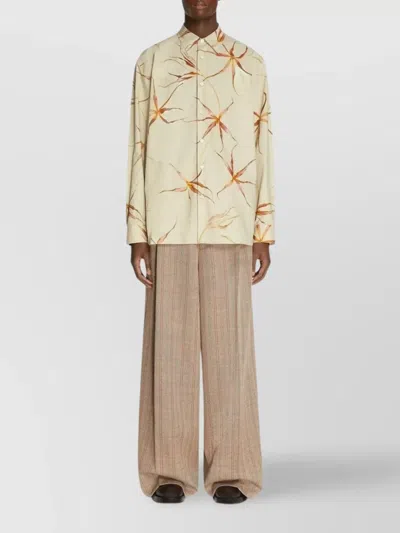 Dries Van Noten Floral Long Sleeve Tulip Print Top In Neutral