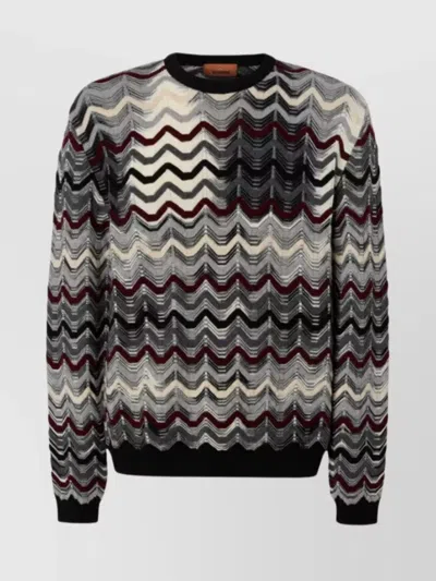 Missoni Rundhalspullover Mit Geometrischem Zickzackmuster In Gray