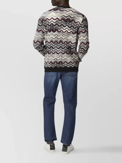 Missoni Rundhalspullover Mit Geometrischem Zickzackmuster In Gray