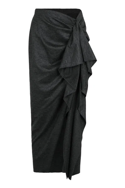 Fabiana Filippi Gonna Pareo In Platinum In Black
