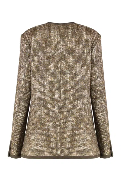 Golden Goose Coffee-colored Wool Tweed Jacket In Brown