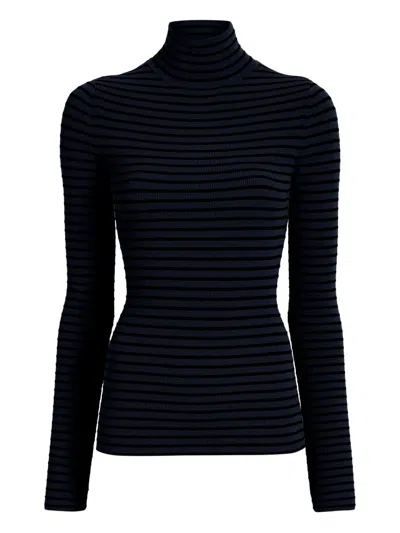 Proenza Schouler Didi Matte Viscose Velvet Stripe Turtleneck In Blue