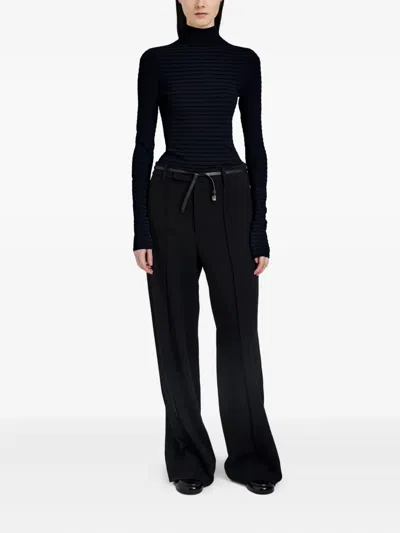 Proenza Schouler Didi Matte Viscose Velvet Stripe Turtleneck In Blue