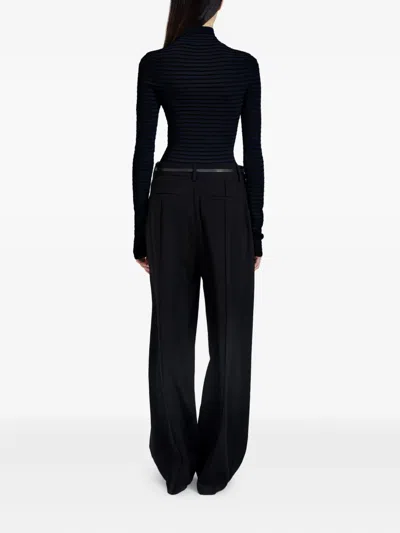 Proenza Schouler Didi Matte Viscose Velvet Stripe Turtleneck In Blue