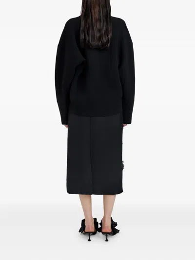 Proenza Schouler Moira Embroidered Compact Crepe Skirt In Black