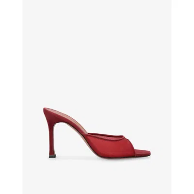 Amina Muaddi Alexa Slipper 95 In Ruby Mesh In Brown