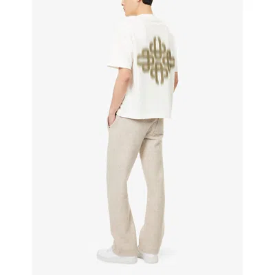 The Couture Club Mens Khaki Motion Blurred Emblem Short-sleeve Cotton T-shirt In Brown