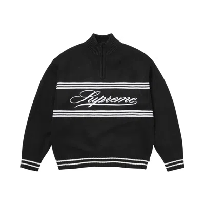 Pre-owned Supreme Script Stripe Half Zip Sweater 'black' | Men's Size M