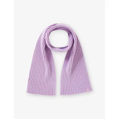 Benetton Lilac Logo-patch Wool Blend Scarf In Purple