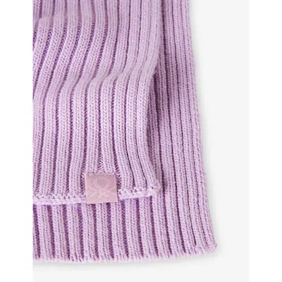 Benetton Lilac Logo-patch Wool Blend Scarf In Purple
