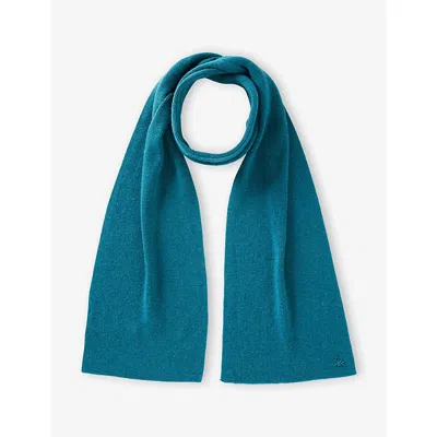 Benetton Colonial Blue Logo-plaque Wool Blend Scarf In Green