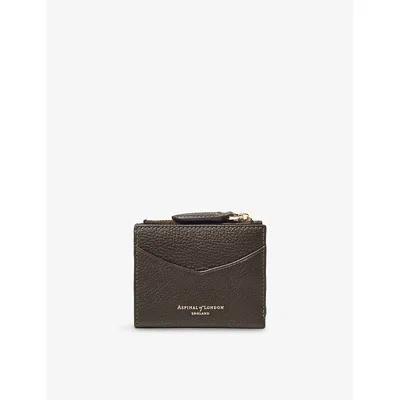 Aspinal Of London Womens Darkbrown Hudson Multi-use Pebbled-leather Card Holder In Brown