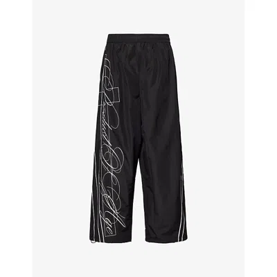 Jaded London Mens Black Product Of Age Vapor Text-embroidered Shell Tracksuit Bottoms In Black