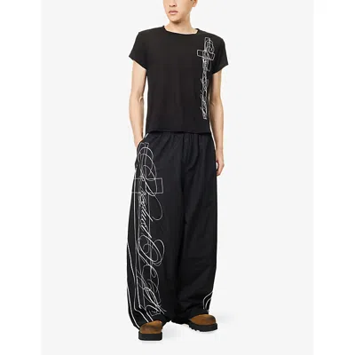Jaded London Mens Black Product Of Age Vapor Text-embroidered Shell Tracksuit Bottoms In Black