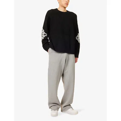 The Couture Club Mens Black Emblem Brushed Knitted Jumper Xl In Black