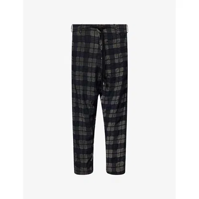 Uma Wang Distressed Plaid Trousers In Multi