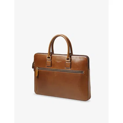 Aspinal Of London Womens English Tan Connaught Folio Leather Briefcase In Orange