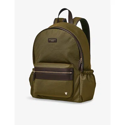 Aspinal Of London Khaki Logo-embellished Woven Backpack In Brown