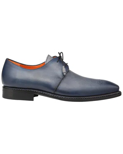 Mezlan Principe Patina Leather Derby Shoe In Blue