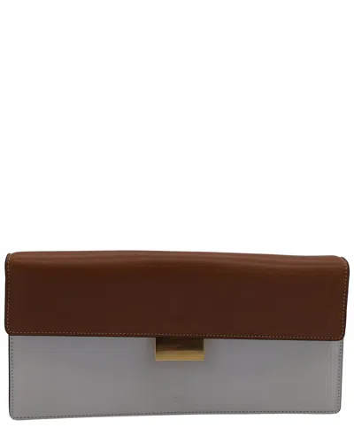 Celine Multicolor Sheep Leather Bicolour Clutch (authentic Pre-loved) In Brown