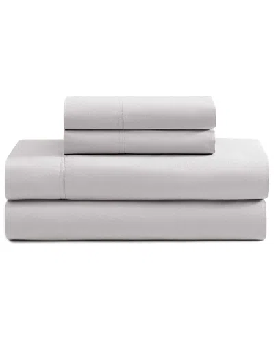 Tommy Hilfiger 200 Thread Count Solid Cotton Percale Sheet Set In Gray
