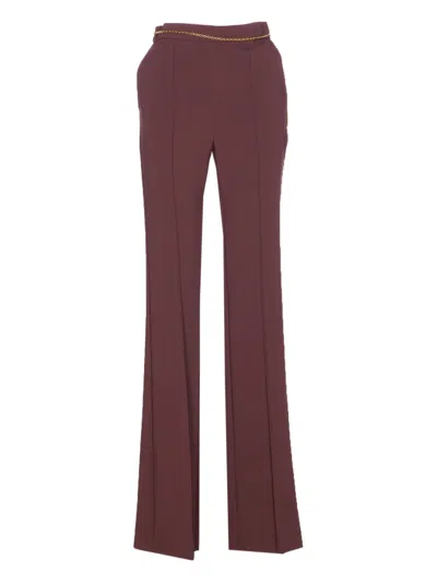 Elisabetta Franchi Tailored Straight Leg Trousers With Minimalist Design In Brown