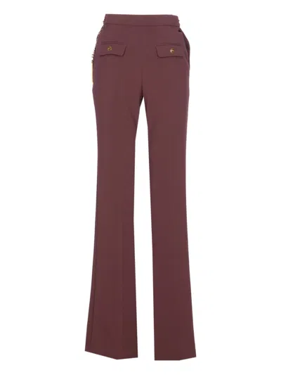 Elisabetta Franchi Tailored Straight Leg Trousers With Minimalist Design In Brown
