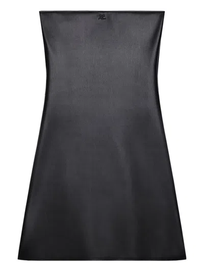 Courrèges Strapless Mini Dress With Back Strap Detail In Black