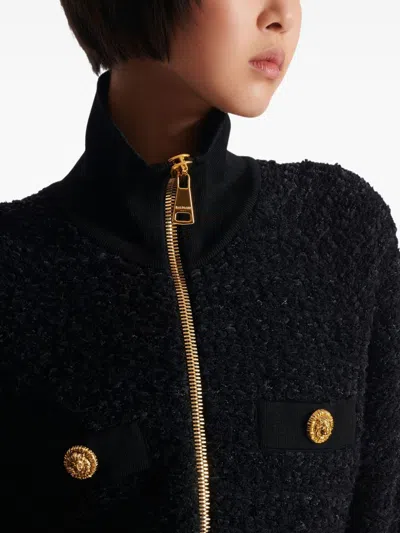 Balmain Coats Black In Black