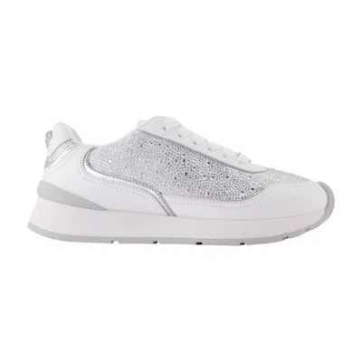 Versace Embellished Lace-up Sneakers In White