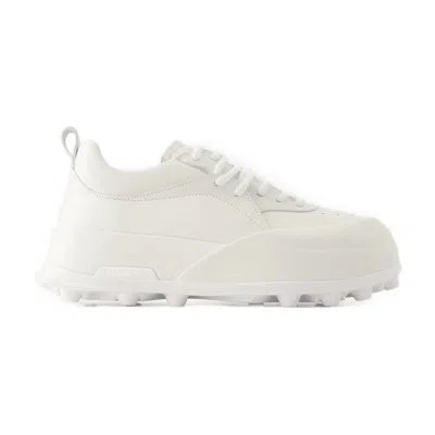 Jil Sander Orb Leather Sneakers In White