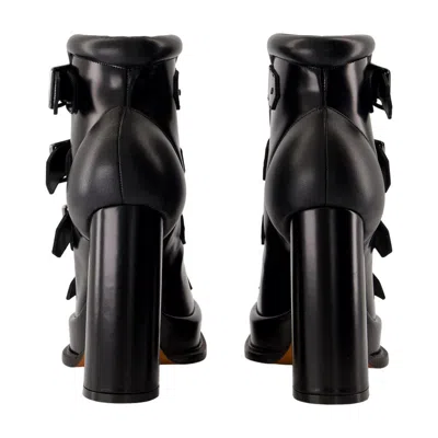 Alexander Mcqueen Caged 120 Leather Platform Sandals In Black