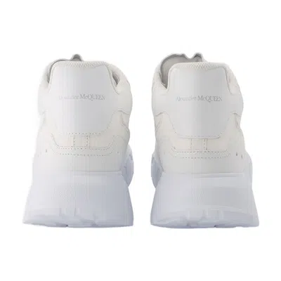 Alexander Mcqueen New Court Sneakers In White & Silver Leather In Multi